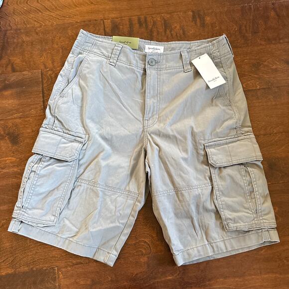 NWT‎ Goodfellow & Co. Cotton Blend Mid-Rise Cargo Short 11" Gray Men's Size 28 - Picture 2 of 6